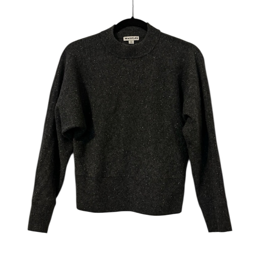 Whistles Mock Neck Cashmere Sweater Womens XS Charcoal Gray